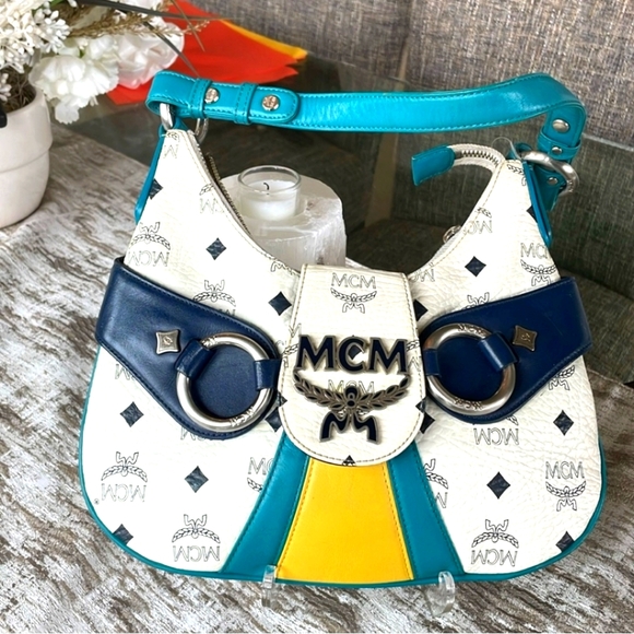 MCM small white and blue shoulder bag. - Picture 1 of 11